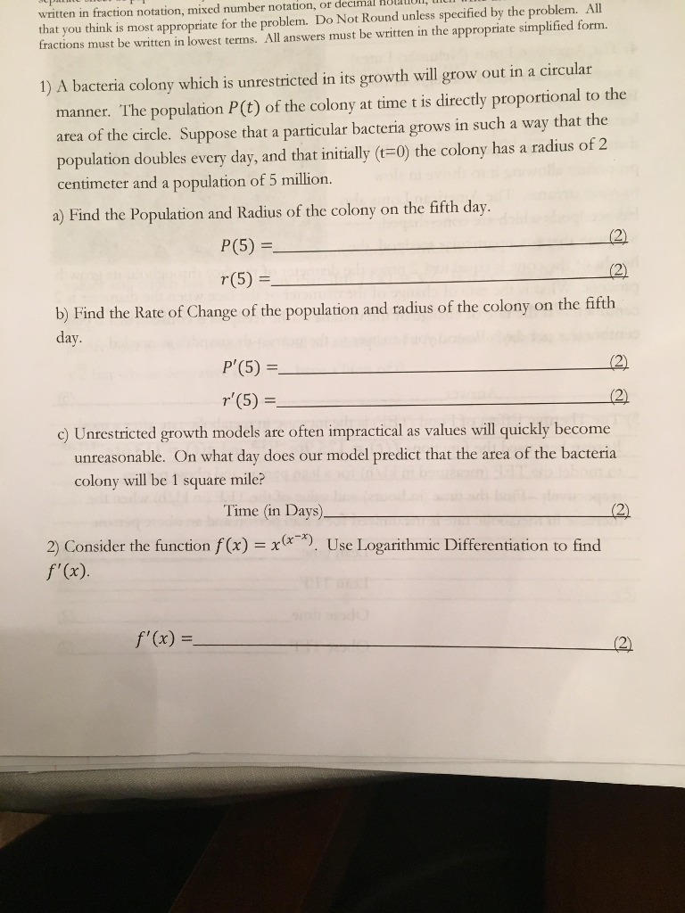 Solved written in fraction notation, mixed number notation,