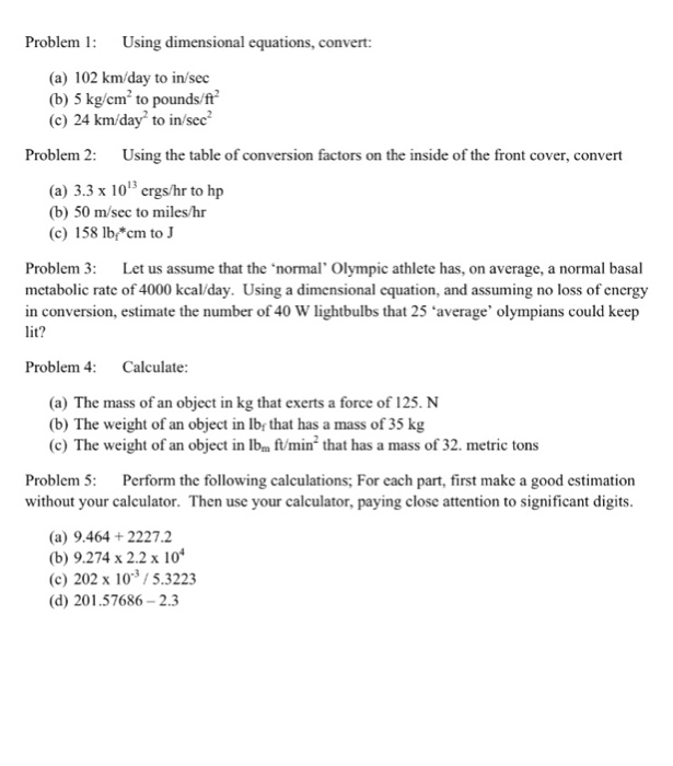 Solved Problem 1 Using dimensional equations convert a Chegg