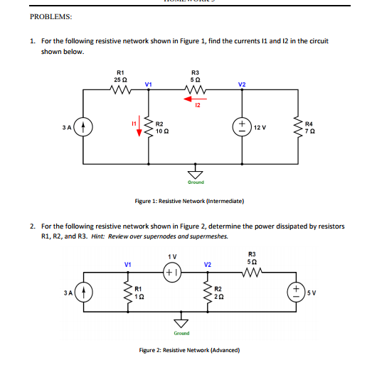 Solved PROBLEMS 1. For the following resistive network