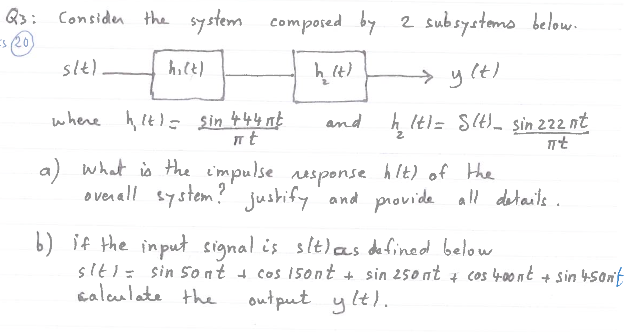 Solved Consider The System Composed By 2 Subsystems Below. | Chegg.com