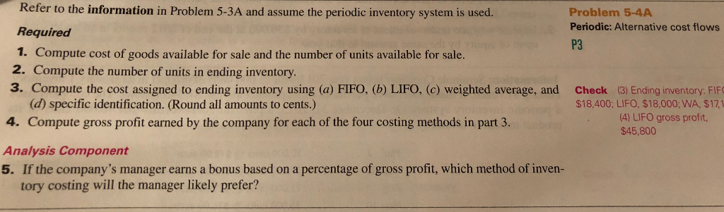 Refer to the information in Problem 5-3A and assume | Chegg.com