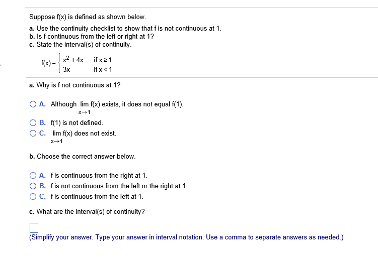 Solved Suppose F X Is Defined As Shown Below Use The