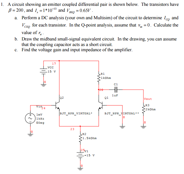 Working of emitter coupled differential amplifier op