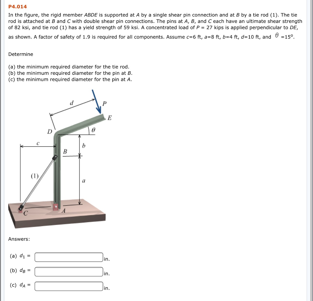 Solved P4.010 Rigid Beam ABC Is Supported As Shown In The | Chegg.com