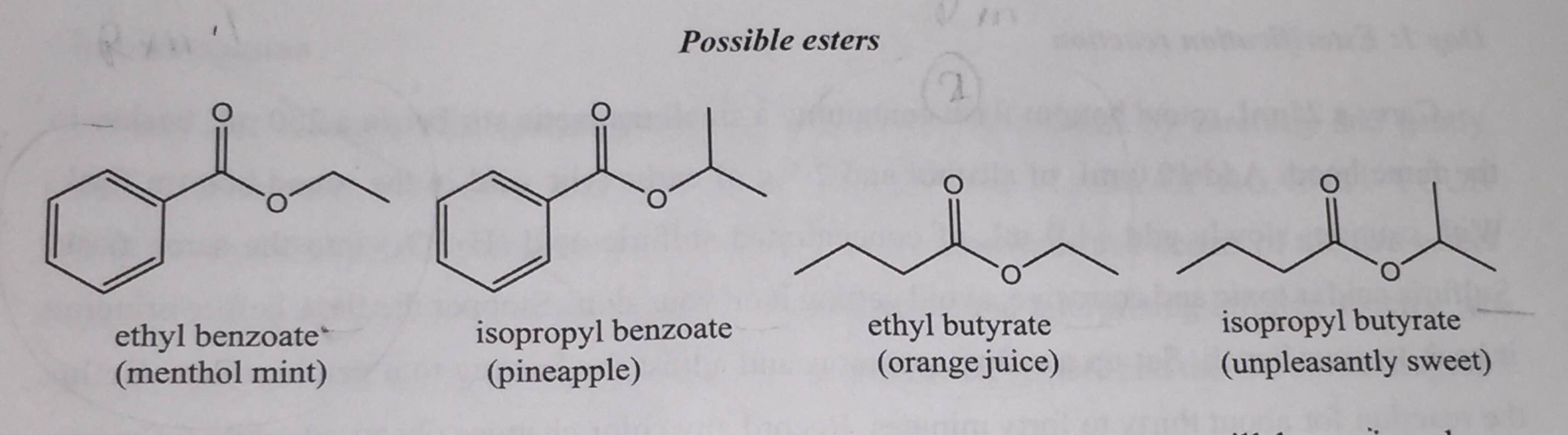 Solved Possible esters ethyl benzoate (menthol mint)