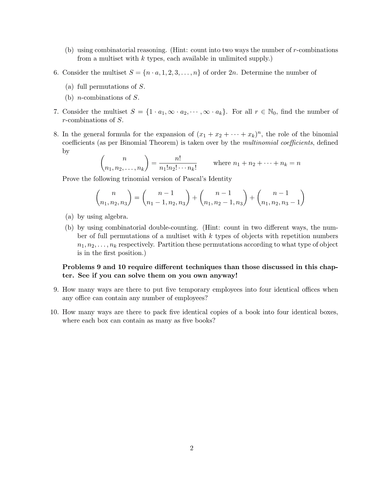 using combinatorial reasoning. (Hint: count into two | Chegg.com