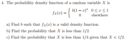 Solved The probability density function of a random | Chegg.com | Chegg.com