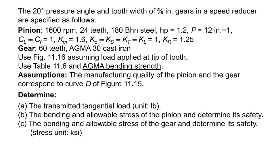 Solved The 20° pressure angle and tooth width 01 in. gears