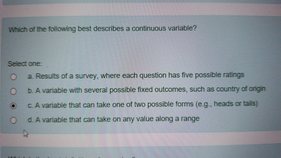 question 1 of the following which best describes a variable