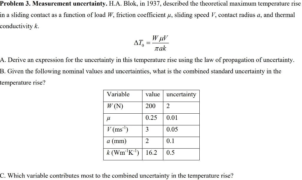 Solved Problem 3. Measurement uncertainty. H.A. Blok, in | Chegg.com