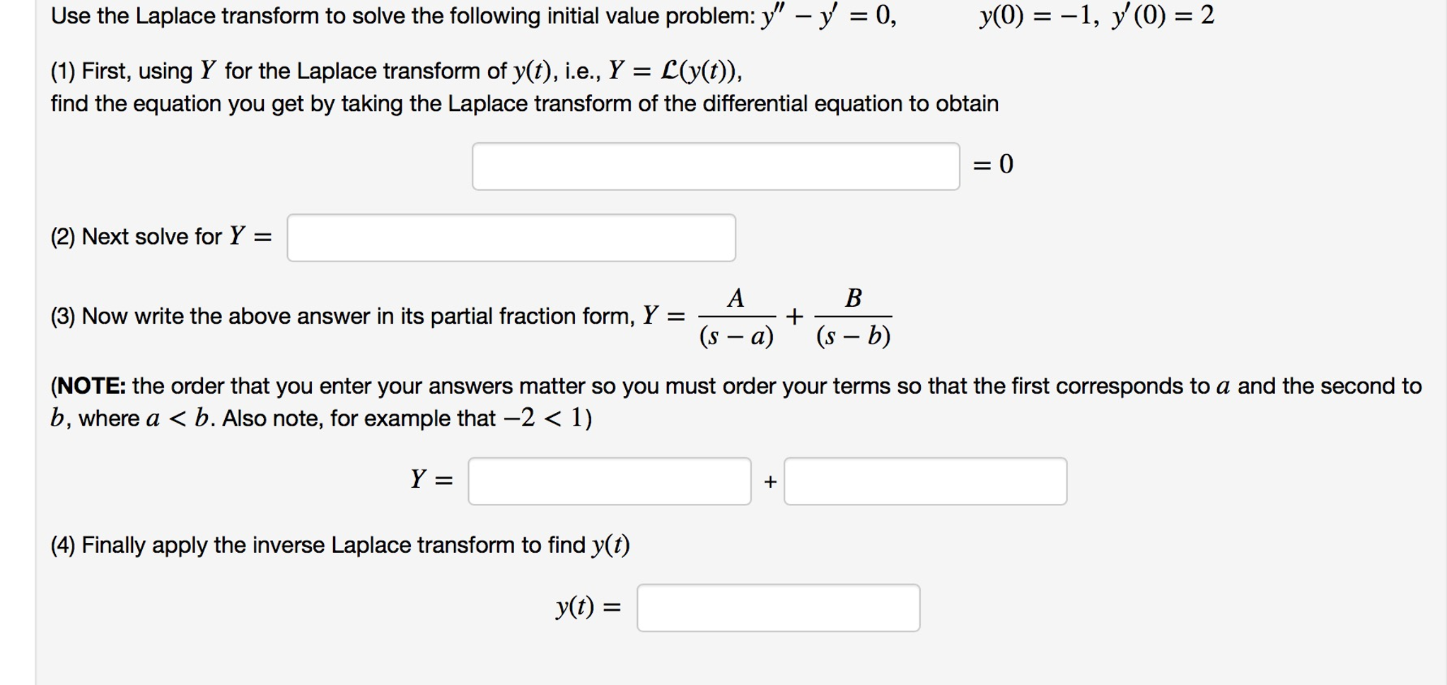 Solved Use The Laplace Transform To Solve The Following | Chegg.com