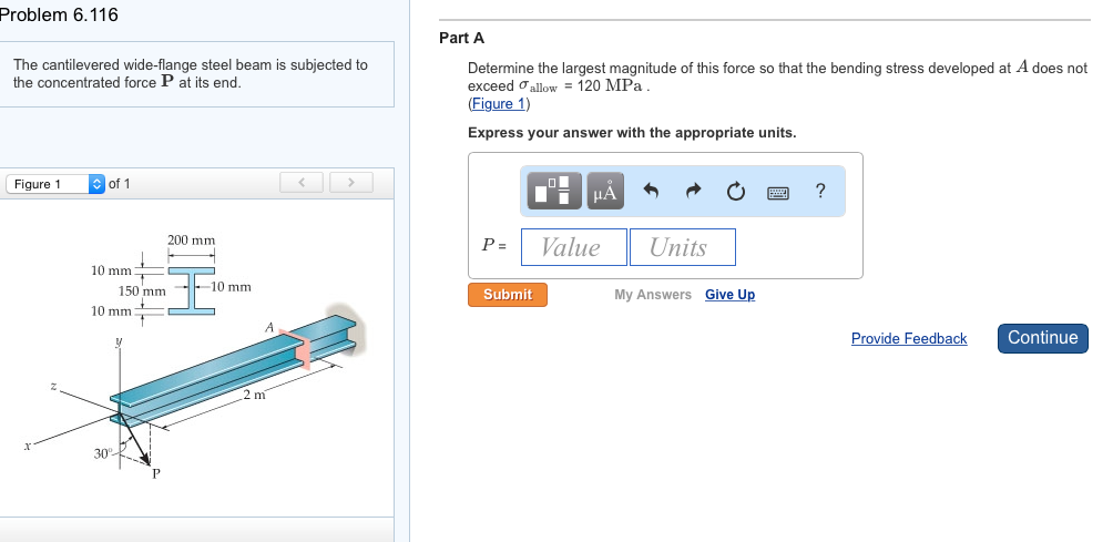 Solved Problem 6.116 The cantilevered wide-flange steel beam | Chegg.com