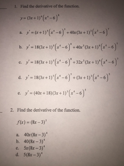 Solved Find The Derivative Of The Function Y 3x 16 6118