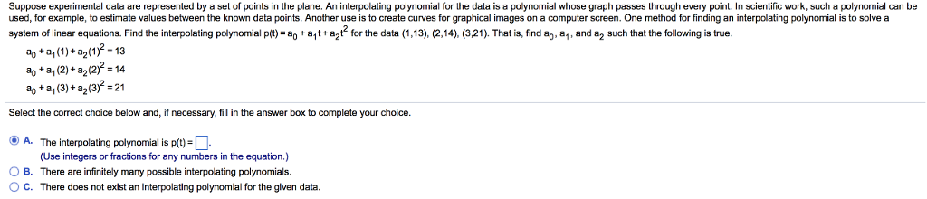 Solved Suppose experimental data are represented by a set of | Chegg.com