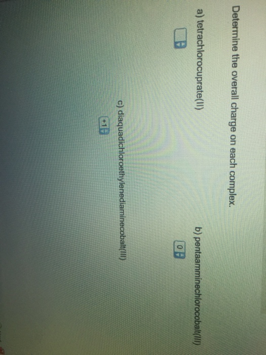 Solved Determine the overall charge on each complex.