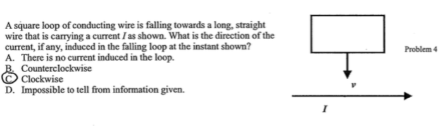 Solved A square loop of conducting wire is falling towards a | Chegg.com
