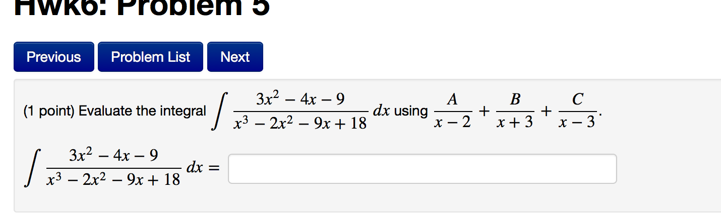 solved-evaluate-the-integral-3x-2-4x-9-x-3-2x-2-9x-18-dx-chegg