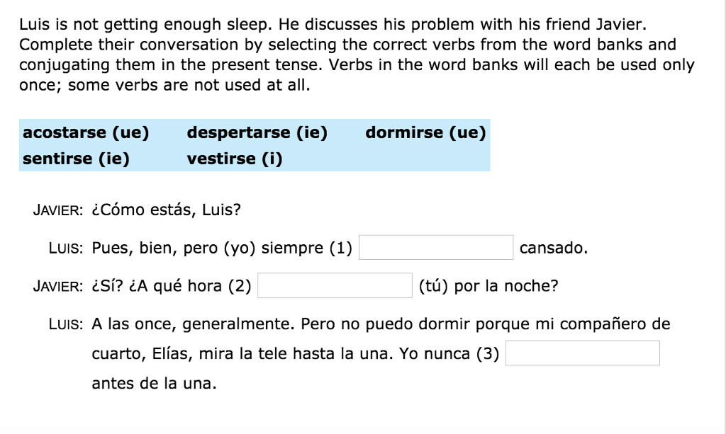 Solved Hello, I have no idea how to submit spanish questions | Chegg.com