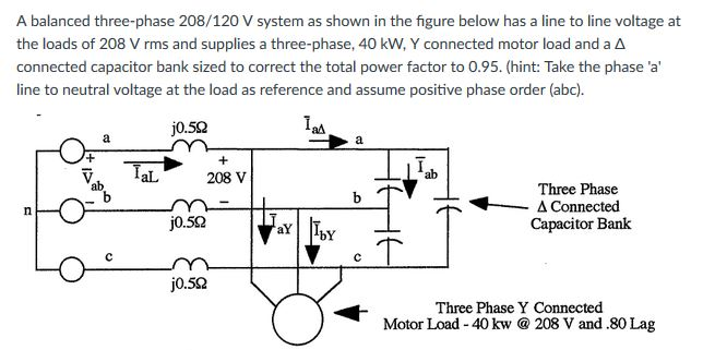 Solved: A Balanced Three-phase 208/120 V System As Shown I... | Chegg.com
