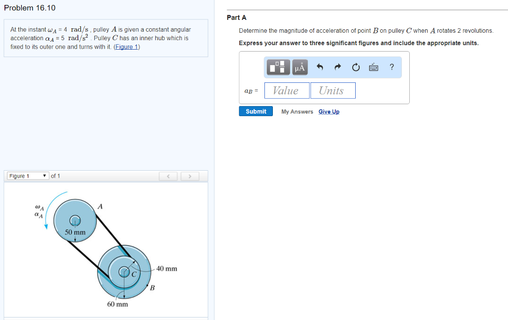 Solved At The Instant Omega A 4 Rad s Pulley A Is Given A Chegg