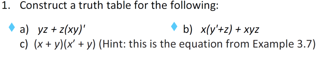 Xyz Math Table Solved 1. Construct a truth table for the following: a) yz | Chegg.com