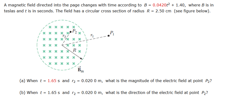 Solved A Magnetic Field Directed Into The Page Changes With | Chegg.com