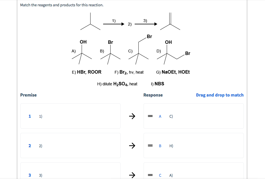 Solved Match the reagents and products for this reaction 1) | Chegg.com