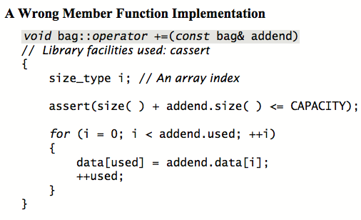 Solved A Wrong Member Function Implementation void bag | Chegg.com