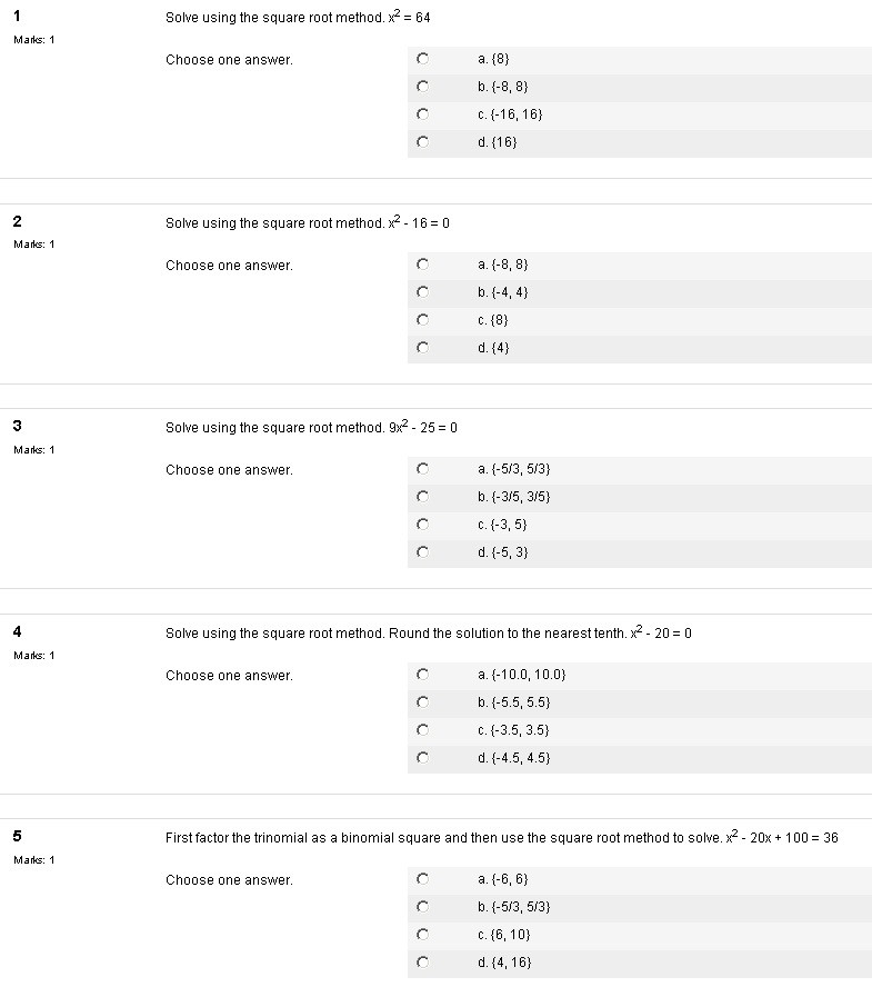 solved-solve-using-the-square-root-method-x2-64-choose-chegg