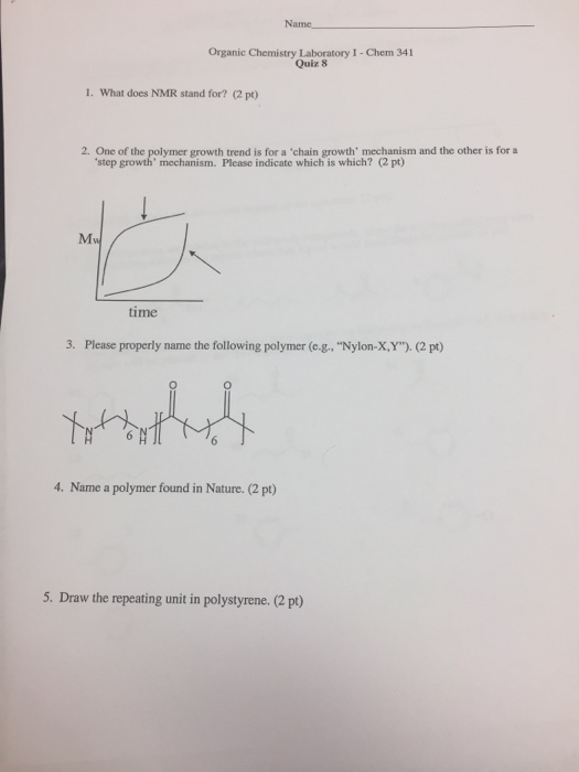 Solved What does NMR stand for? One of the polymer growth