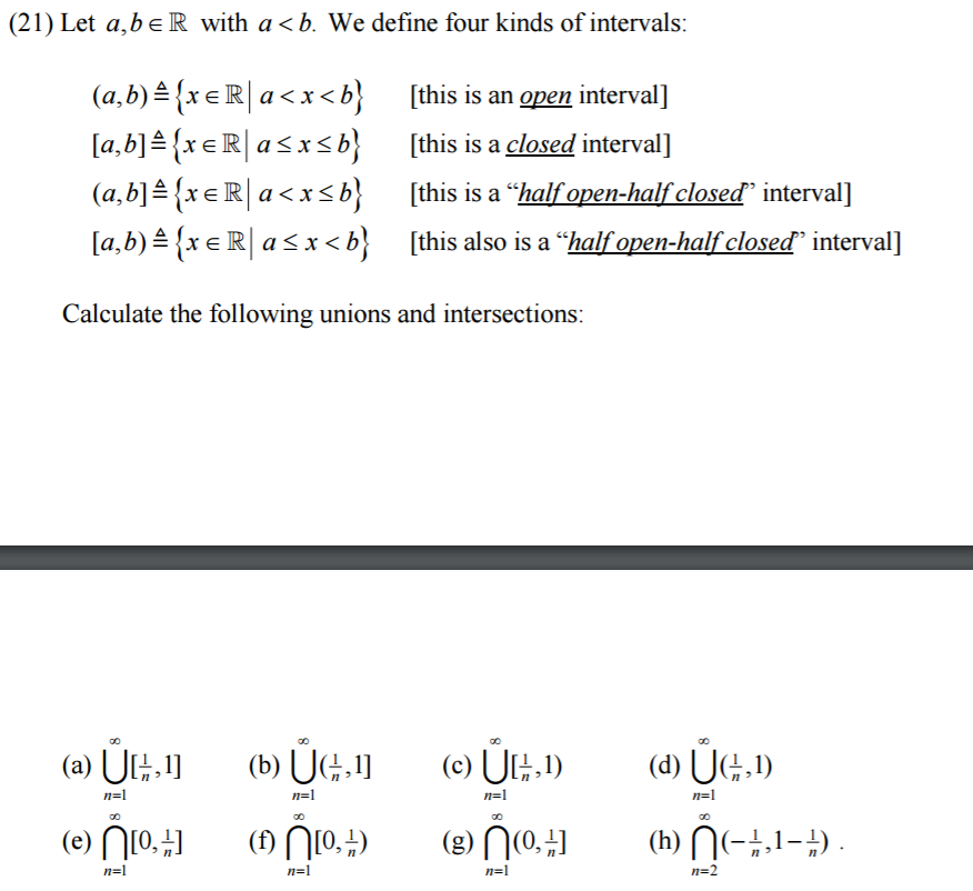 Solved Let a b R with a b. We define four kinds of Chegg