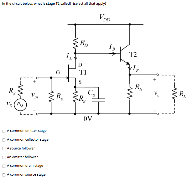 Solved In the circuit below, what is stage T2 called? | Chegg.com