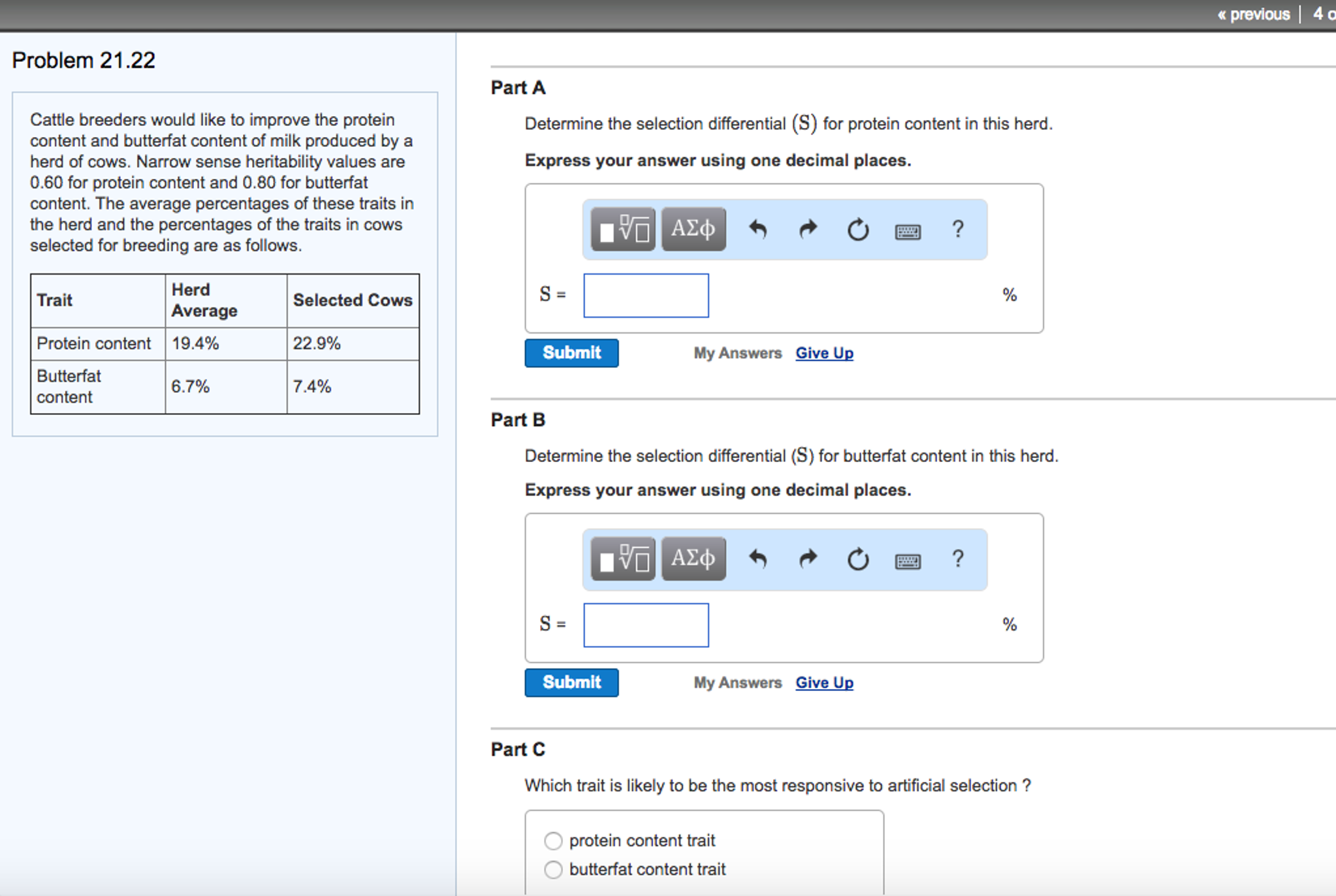 Solved Cattle breeders would like to improve the protein | Chegg.com