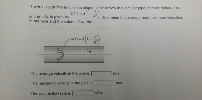 Solved The Velocity Profile In Fully Developed Laminar Flow | Chegg.com