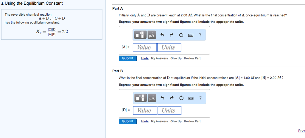 Solved The Reversible Chemical Reaction A +B C+D Has The | Chegg.com