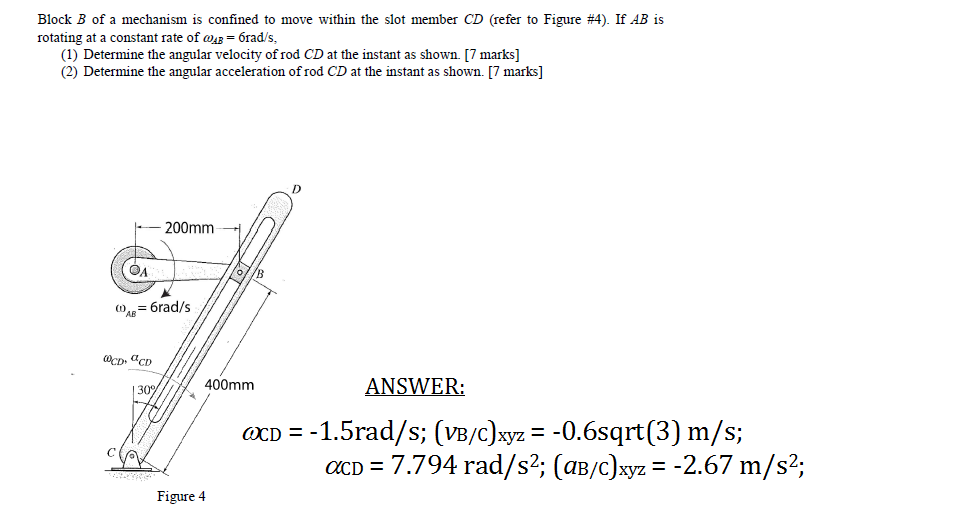 Solved Block B of a mechanism is confined to move within the