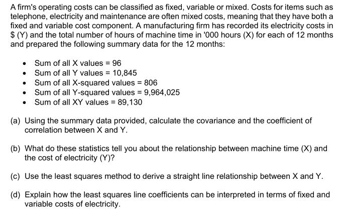 Solved A firm's operating costs can be classified as fixed, | Chegg.com