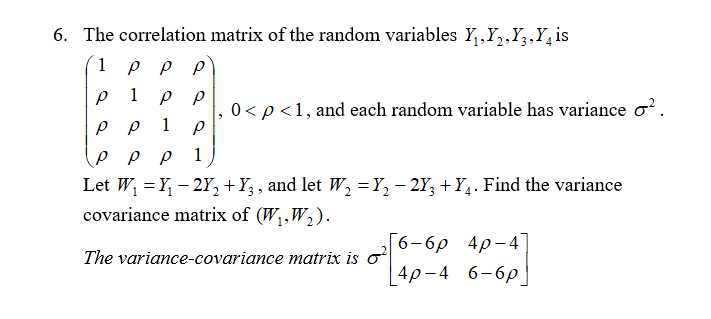 Solved 6 the correlation matrix of the random variables chegg