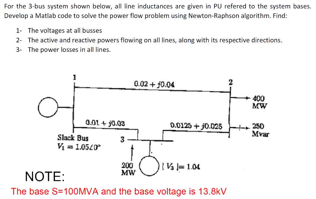 Solved For the 3bus system shown below, all line