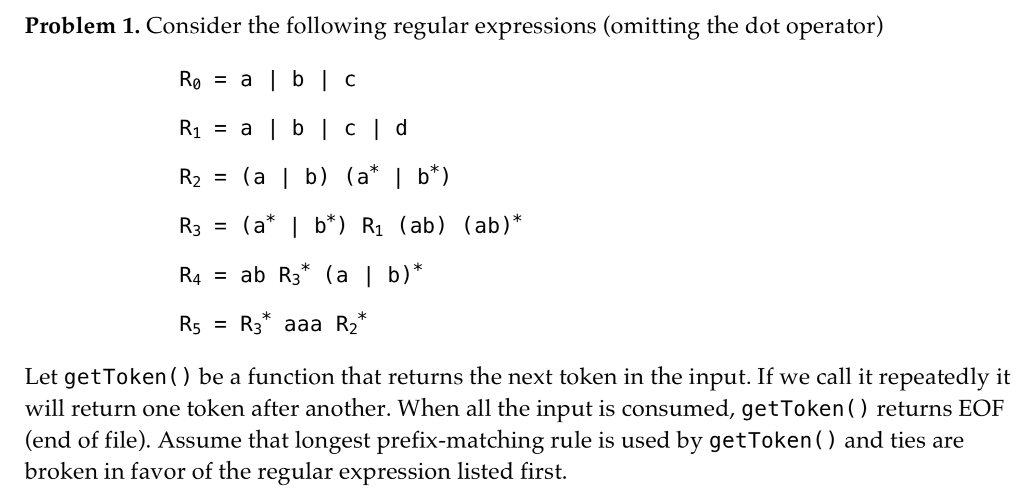 Problem 1. Consider the following regular expressions | Chegg.com