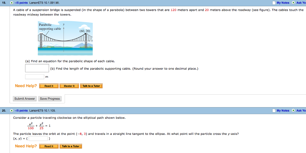 Solved A cable of a suspension bridge is suspended (in the