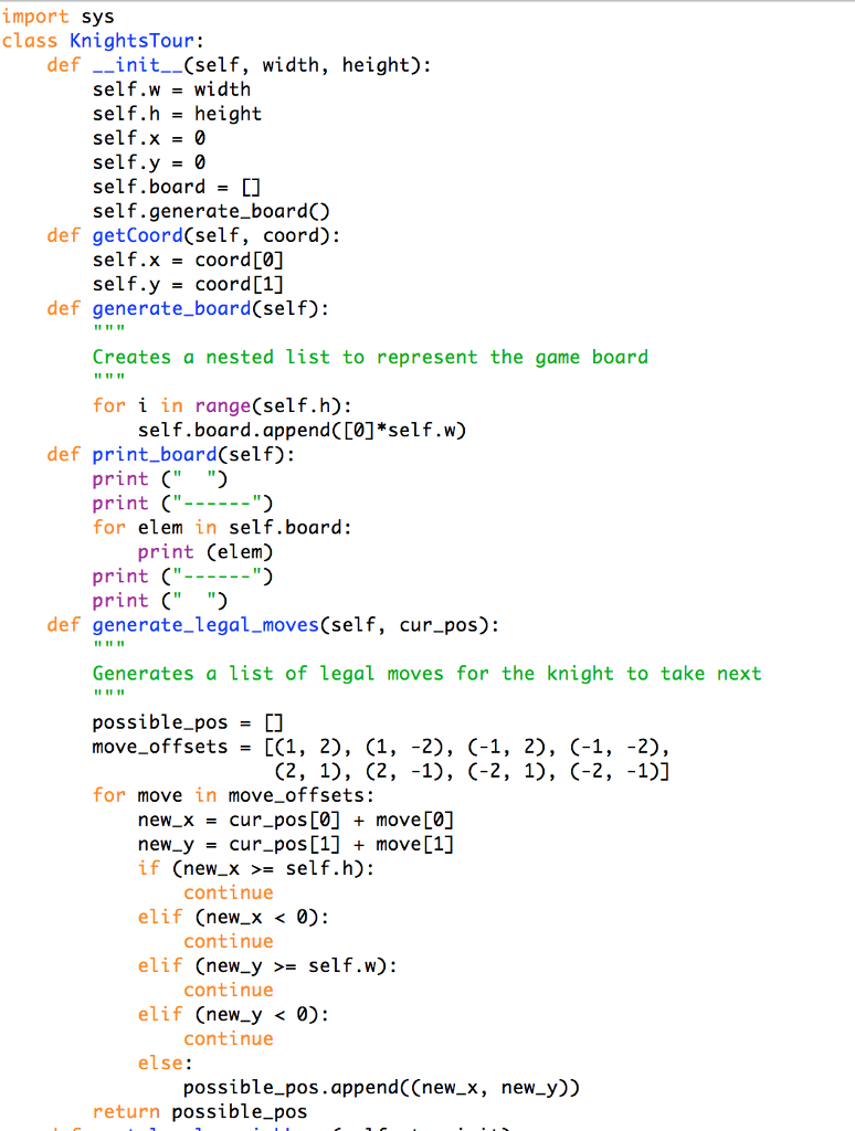 Solved import sys class KnightsTour: def-init-(self, width, | Chegg.com