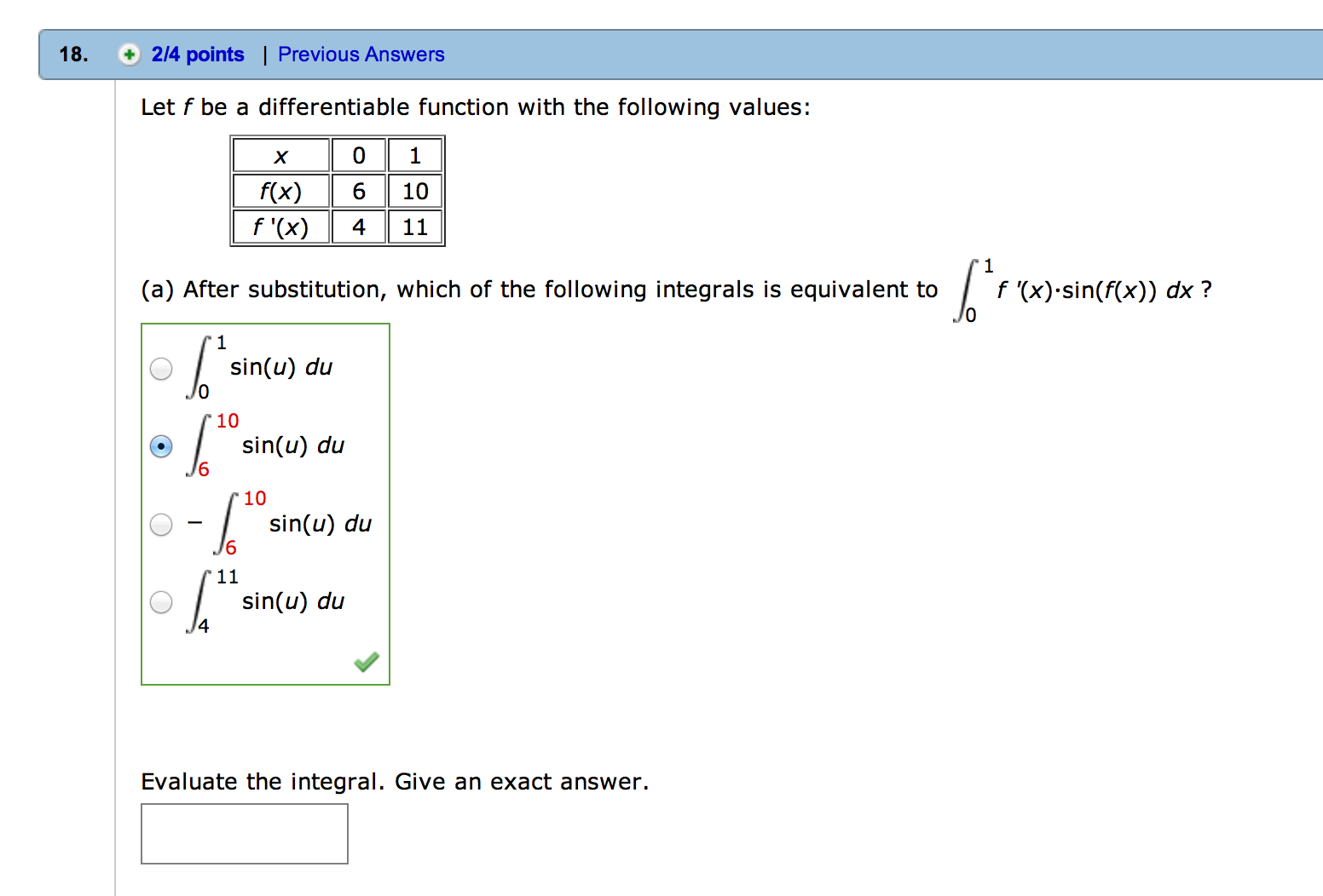 Solved (b) After Substitution, Which Of The Following | Chegg.com