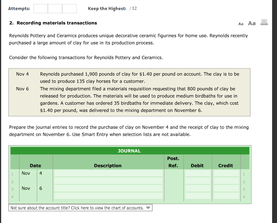 Solved 1. Identifying appropriate cost accounting systems Aa