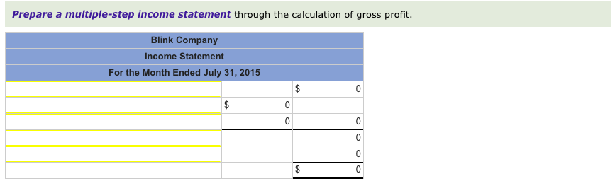 Solved Create An Income Statement For The Month Of JULY With Chegg