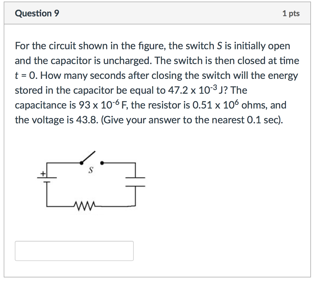 Solved For the circuit shown in the figure, the switch S is | Chegg.com