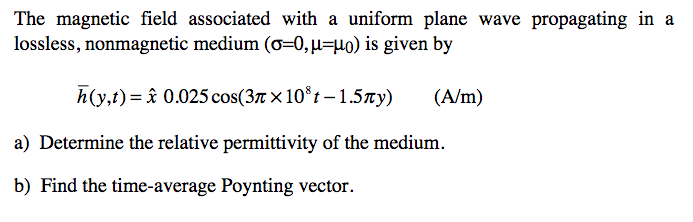 Solved The magnetic field associated with a uniform plane | Chegg.com