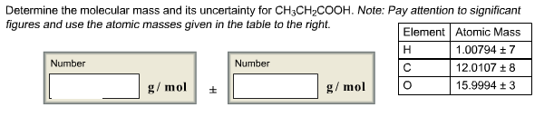Solved Determine the molecular mass and its uncertainty for | Chegg.com