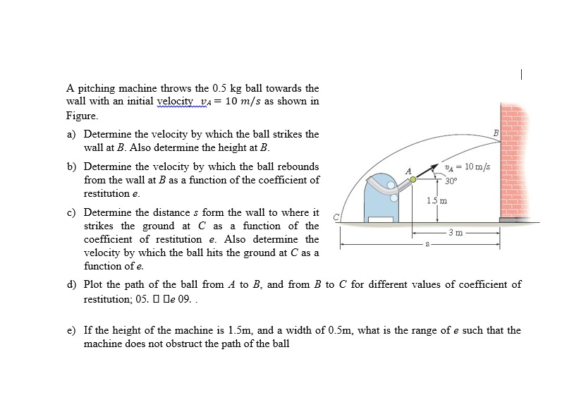 Solved A pitching machine throws the 0.5 kg ball towards the