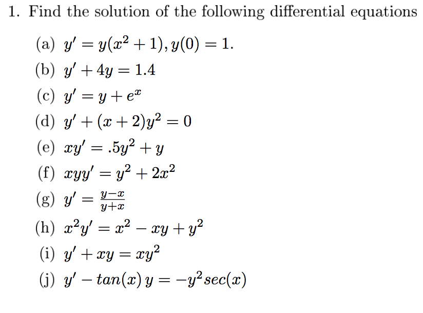 Solved Find the solution of the following differential | Chegg.com image.